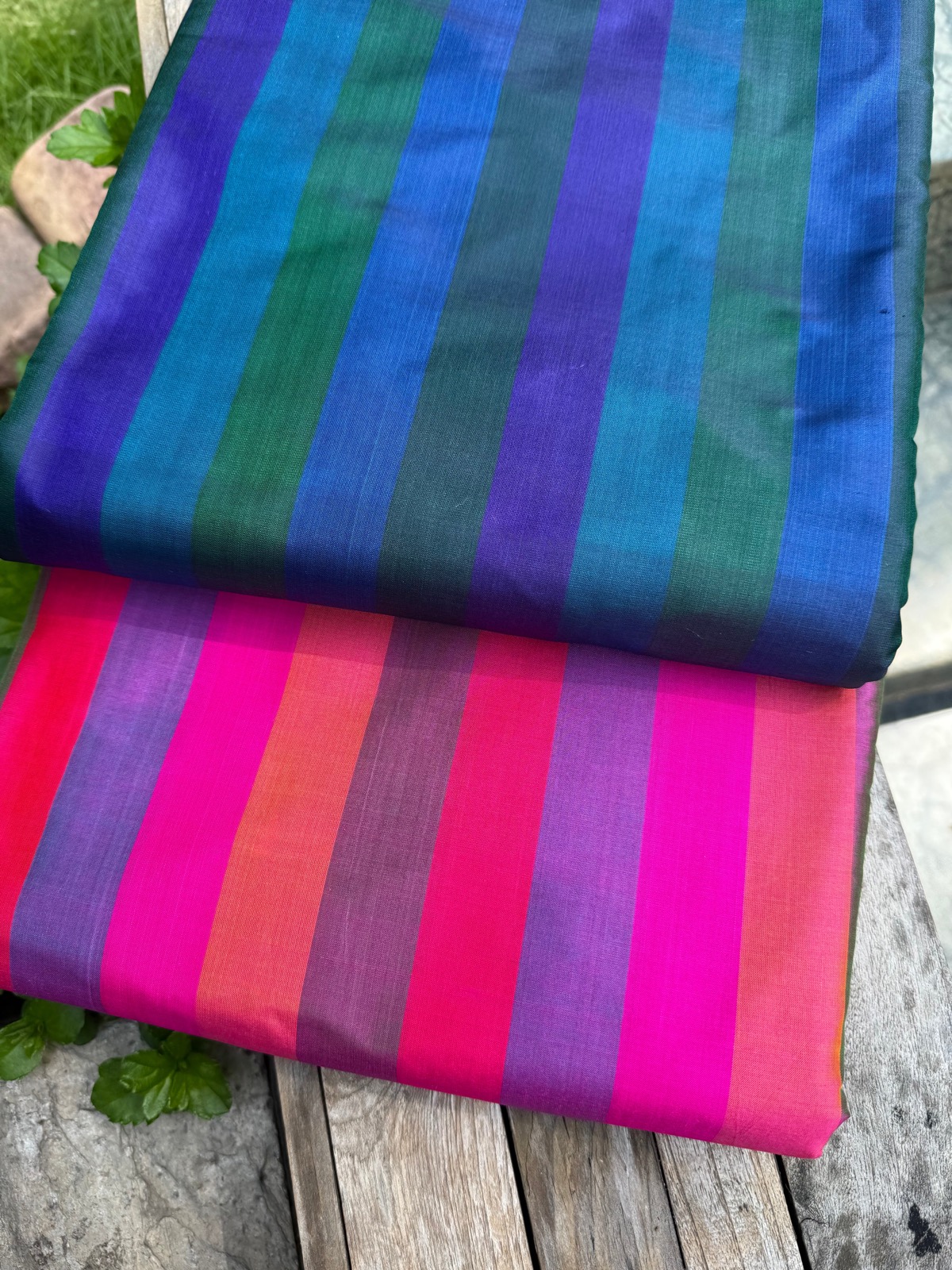 Satin Silk Stripe Fabric — Purple