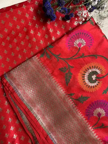 Kadhwa Katan Silk Meena Jaal Suit Sets — Purple