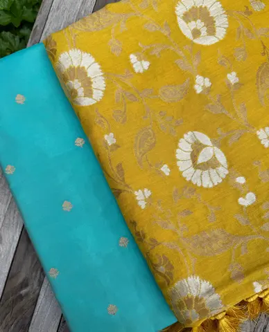 Katan Silk Kadwa Fabric with Munga silk duputta